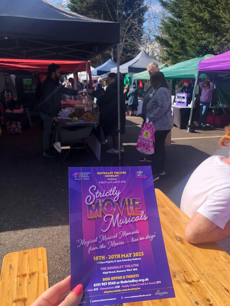We're at the Woodlands Makers Market in the glorious sunshine today to promote Strictly Movie Musicals 🎥🍿 Come say hi! 👋🏻 

☀️☀️☀️

Strictly Movie Musicals officially starts showing at <a href="/TheBrindley/">The Brindley Theatre</a> next month 💫

🗓️ 18-20 May
🎫 tickets.thebrindley.org.uk/en-GB/shows/st…

#amdram #warrington