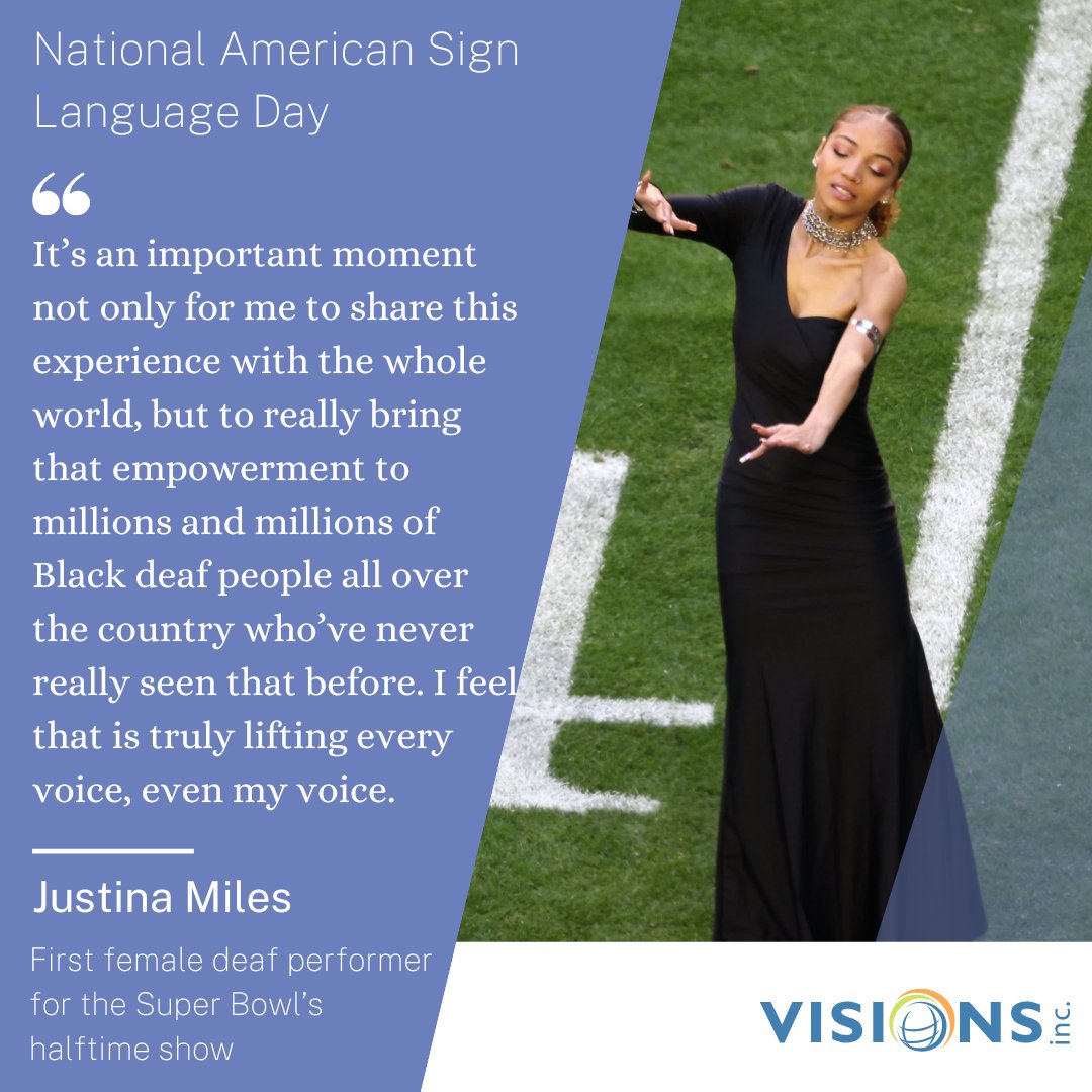 Today, we bring awareness to American Sign Language. In February of this year, Justina Miles went viral for her energetic ASL interpretation of Rihanna’s Super Bowl performance. She made history as the first female deaf interpreter at the event!