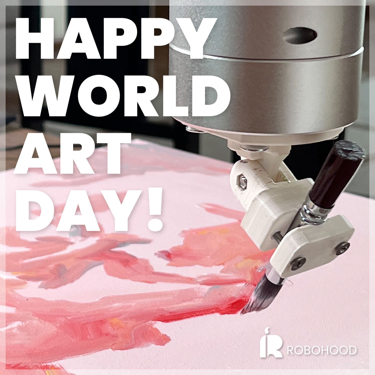 robohoodInc's tweet photo. Today is World Art Day, an international celebration of the fine arts and artistic expression. At Robohood, we combine AI with human creativity to promote the development of unique masterpieces. #Robohood #AIpainter #AIartist #AIart #Art #RobotDoesArt #WorldArtDay #WorldArt2023 https://t.co/IIDXQy1Mru