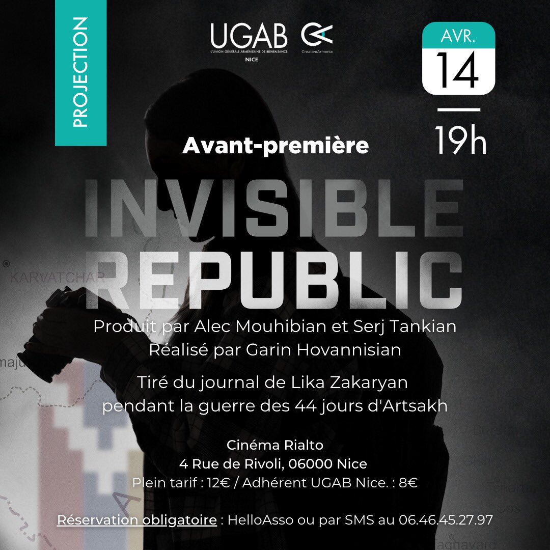 KarineKirkorian's tweet photo. Hier soir avec l’Union Générale Arménienne de Bienfaisance (UGAB) de Nice, nous avons organisé la projection en avant-première du documentaire primé « INVISIBLE REPUBLIC » qui raconte le récit de la guerre des 44 jours de 2020 dans le Haut-Karabagh 🇦🇲

Ce fut un grand succès, merci à tous pour votre présence nombreuse !

Les bénéfices seront entièrement reversés au Global Relief Fund de l’UGAB et à la Fondation Enfants d’Arménie (COAF).