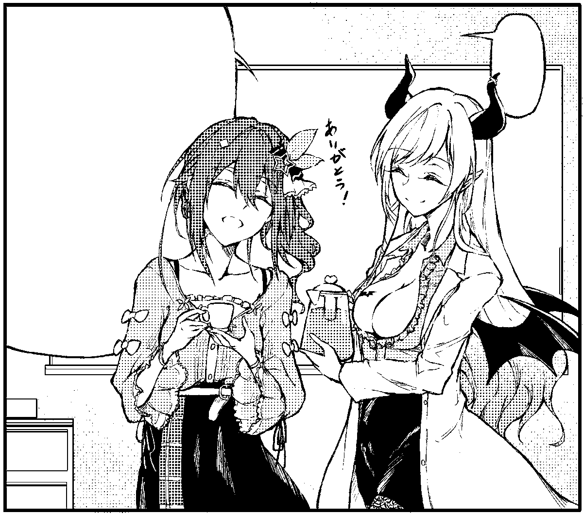 お茶(wip)
これみしてもネタバレにはならないのでしょう(๑╹ᆺ╹)
実際はちっちゃいコマ 