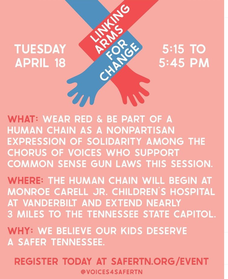 Some Sylvan Park Families will be part of the "Linking Arms for Change" event taking place next Tues.  Learn more, register &amp; be placed with the Sylvan Park Elementary group by visiting safertn.org/events/.  State Sylvan Park Elementary as the group you'd like to be with.