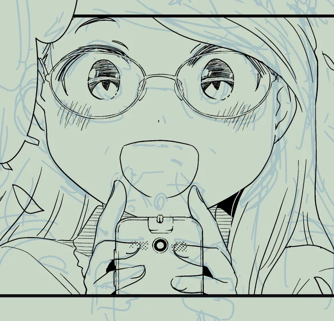 きにして原稿ペン入れ中。久しぶりのメガネ那色ちゃん。 