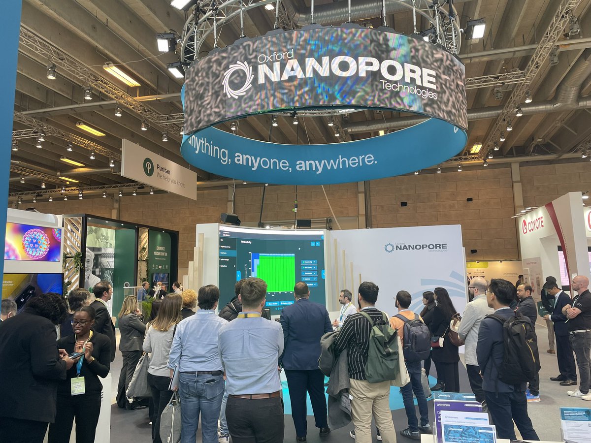 AaronPomerantz's tweet photo. If you’re at #ECCMID2023, say hi to the nanopore team at booth C4-26, and check out live demos of @nanopore sequencing technology in action! 🧬 https://t.co/saPKZrEecI