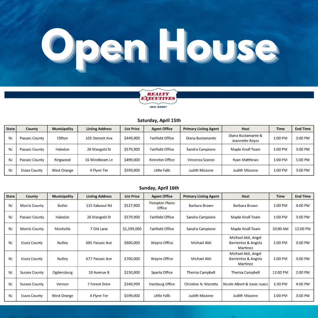 RealtyExecNJ's tweet image. Realty Executives has many wonderful homes for sale. Come take a look this weekend and find your dream home! 🏡 #openhouse #cliftonnj #haledonnj #ringwoodnj #westorangenj #butlernj #montvillenj #nutleynj #ogdensburgnj #vernonnj #dreamhome #homebuyers #househunters