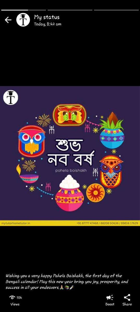 MyTutordotin's tweet image. Wishing you a very happy Pahela Baishakh, the first day of the Bengali calendar! May this new year bring you joy, prosperity, and success in all your endeavors.📚🖊

#mytutor #privatetutor #tutorjobs #tutoring #hometutor #tutorial