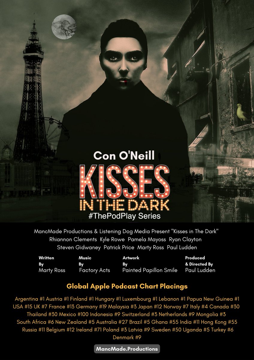 Strange to see #KissesInTheDark at #35 today in the Apple Podcasts Charts over in #Ukraine 

Hopefully it's helping someone get some sort of break from what's going on, even if it's only for an hour or so..

mancmade.productions/podcasts/kisse…

#AudioDrama #Podcast #Podcasts #MancMade