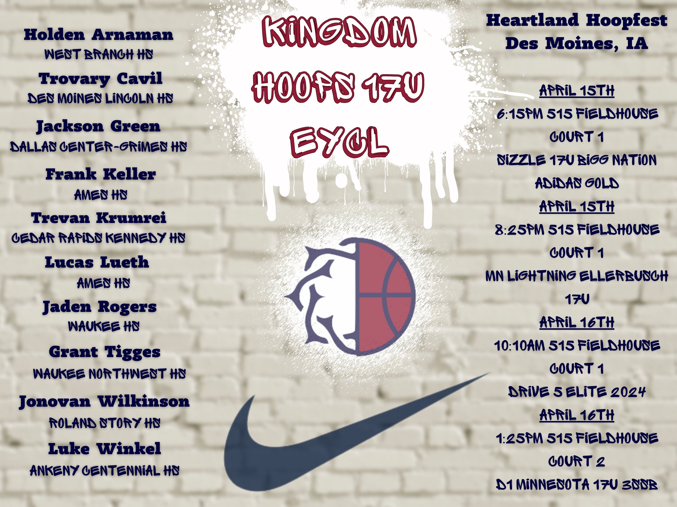 𝙆𝙞𝙣𝙜𝙙𝙤𝙢 𝙃𝙤𝙤𝙥𝙨 on Twitter "College Coaches here is our 17U, 16U, & 15U