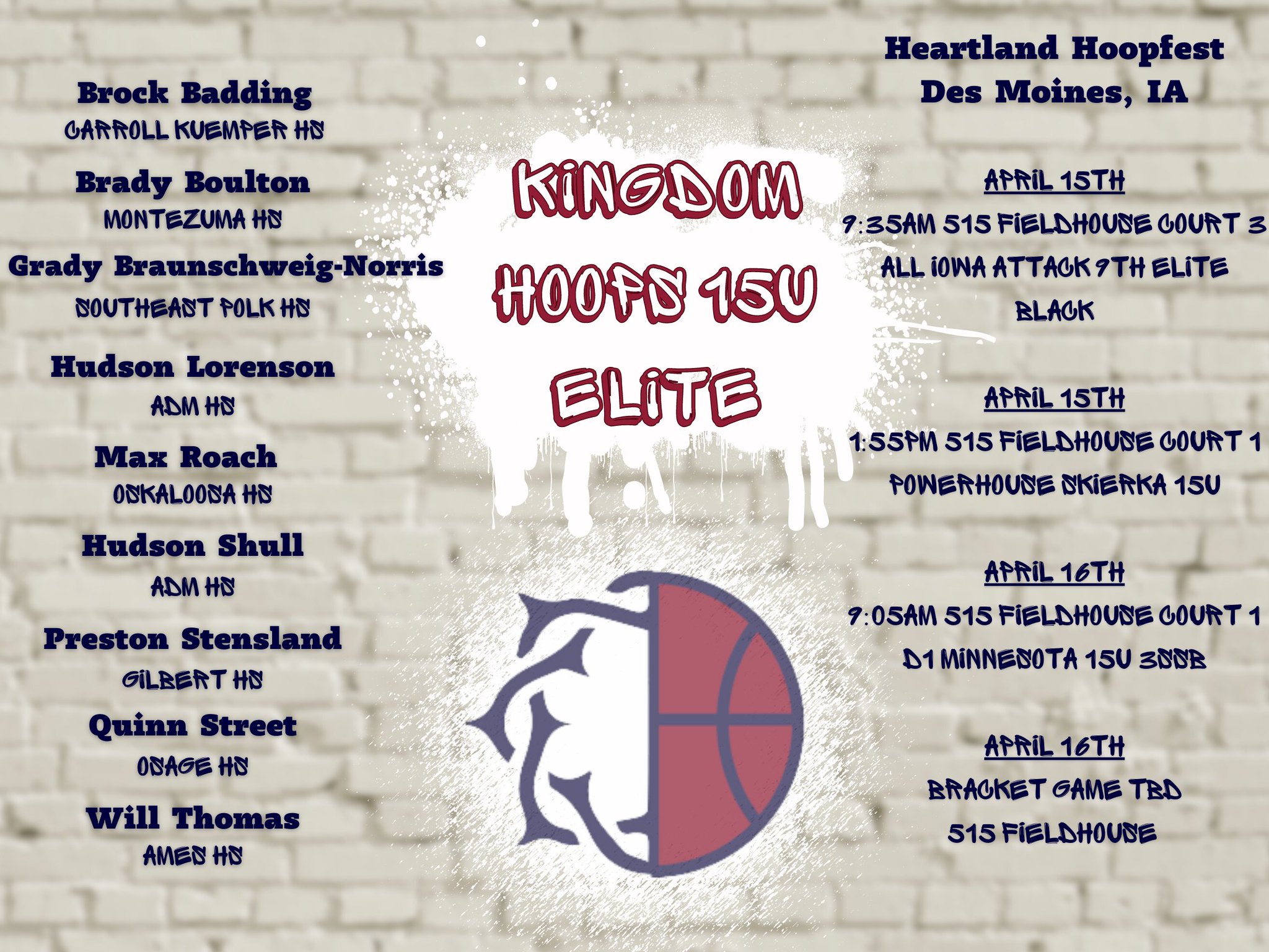 𝙆𝙞𝙣𝙜𝙙𝙤𝙢 𝙃𝙤𝙤𝙥𝙨 on Twitter "College Coaches here is our 17U, 16U, & 15U