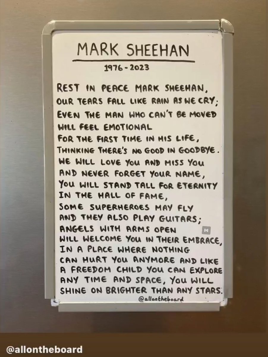 'Because the man wasn't good, he was great...' #marksheehan #RIP @thescript #TheScriptFamily