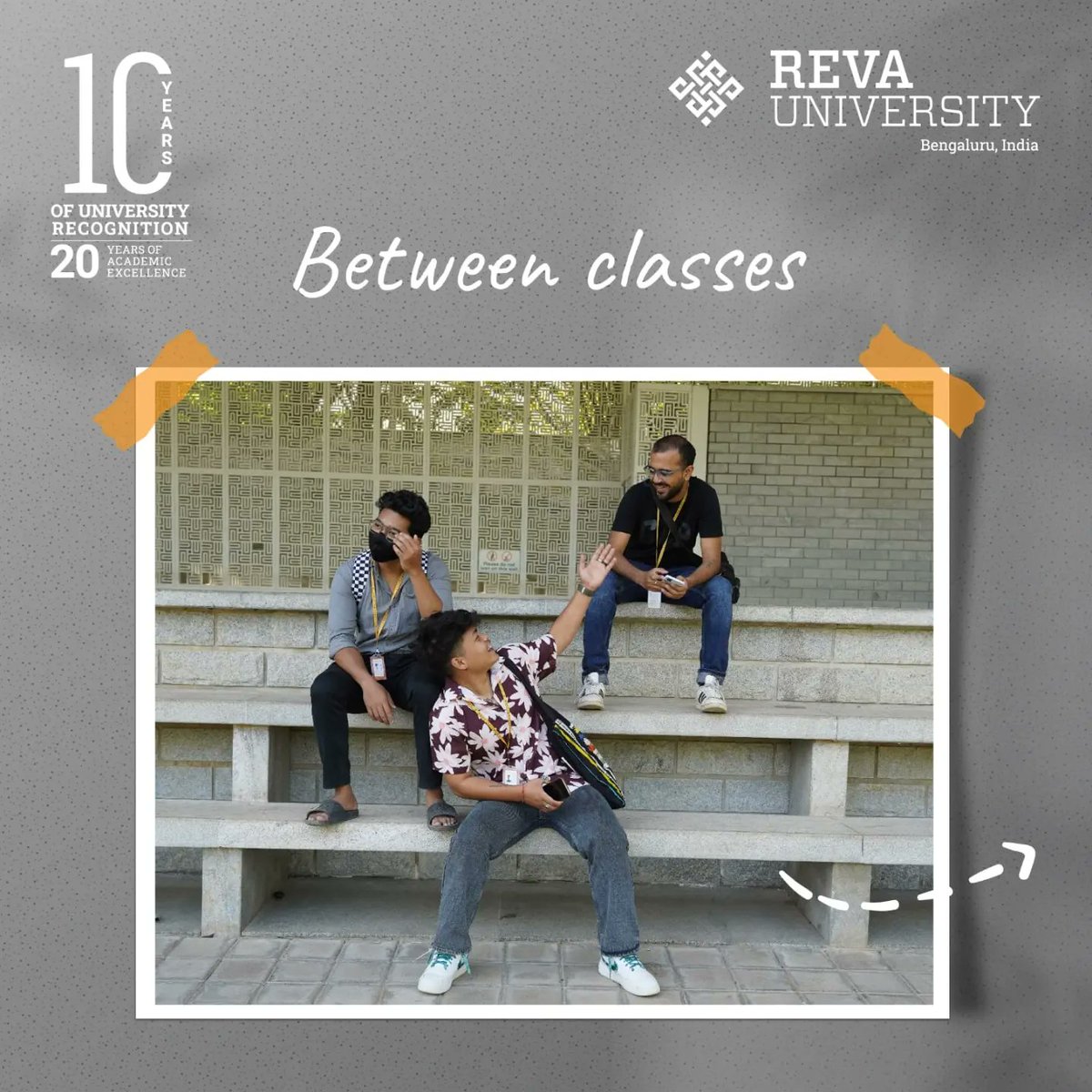 REVAUniversity's tweet photo. From laughter to learning, moments between classes are some of the best. Take a peek into the student life at REVA University! #BetweenClasses #StudentLife #REVAUniversity https://t.co/dL8uuQYs6m