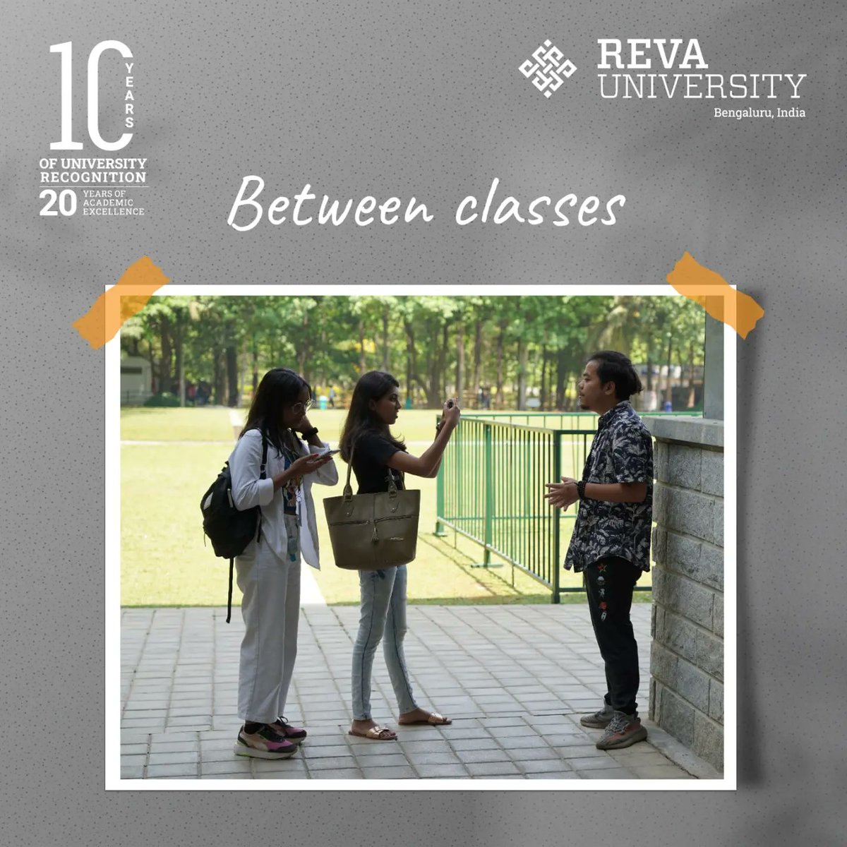 REVAUniversity's tweet photo. From laughter to learning, moments between classes are some of the best. Take a peek into the student life at REVA University! #BetweenClasses #StudentLife #REVAUniversity https://t.co/dL8uuQYs6m