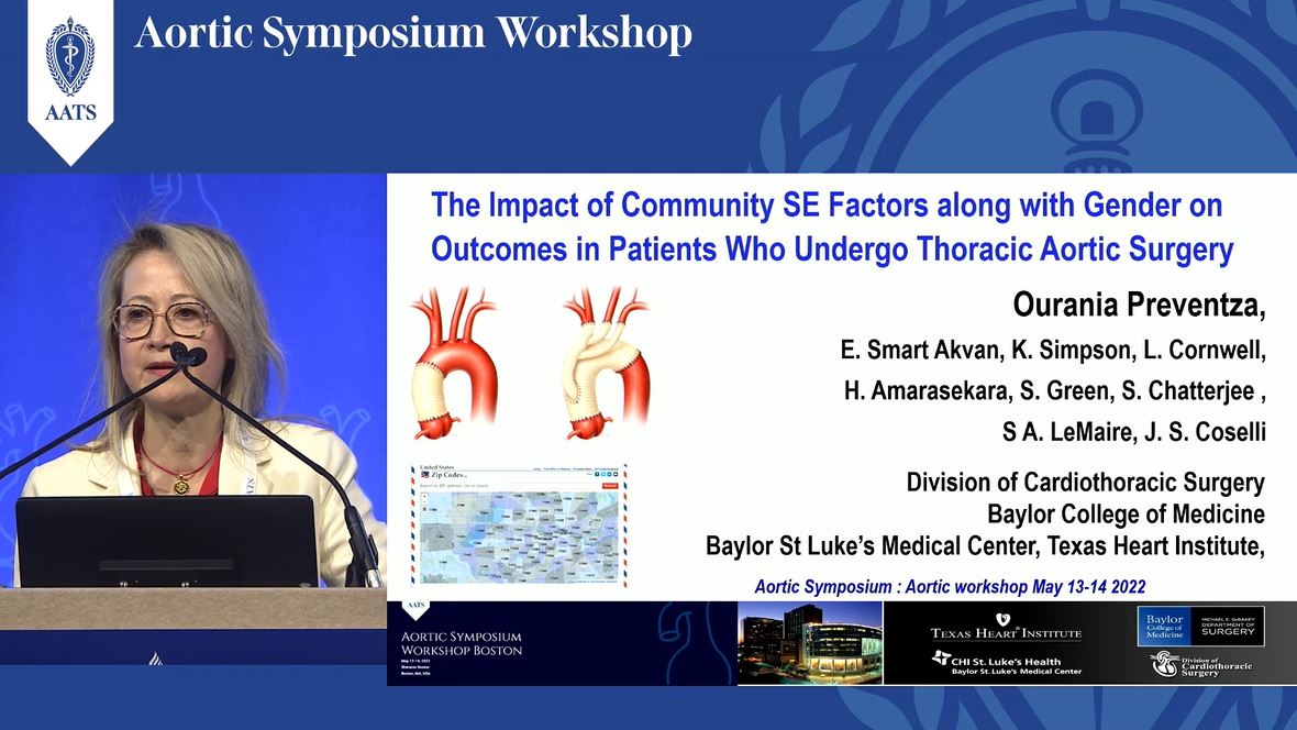 The intersection of community SE factors with gender on outcomes after thoracic #aorticsurgery. Read the open-access #JTCVS article by @OPreventzaMD, @jcoselli_md et al: doi.org/10.1016/j.jtcv… 📽️Watch the presentation: bit.ly/3MJuOnH @LorraineC_MD @SXC71 @scottlemaire