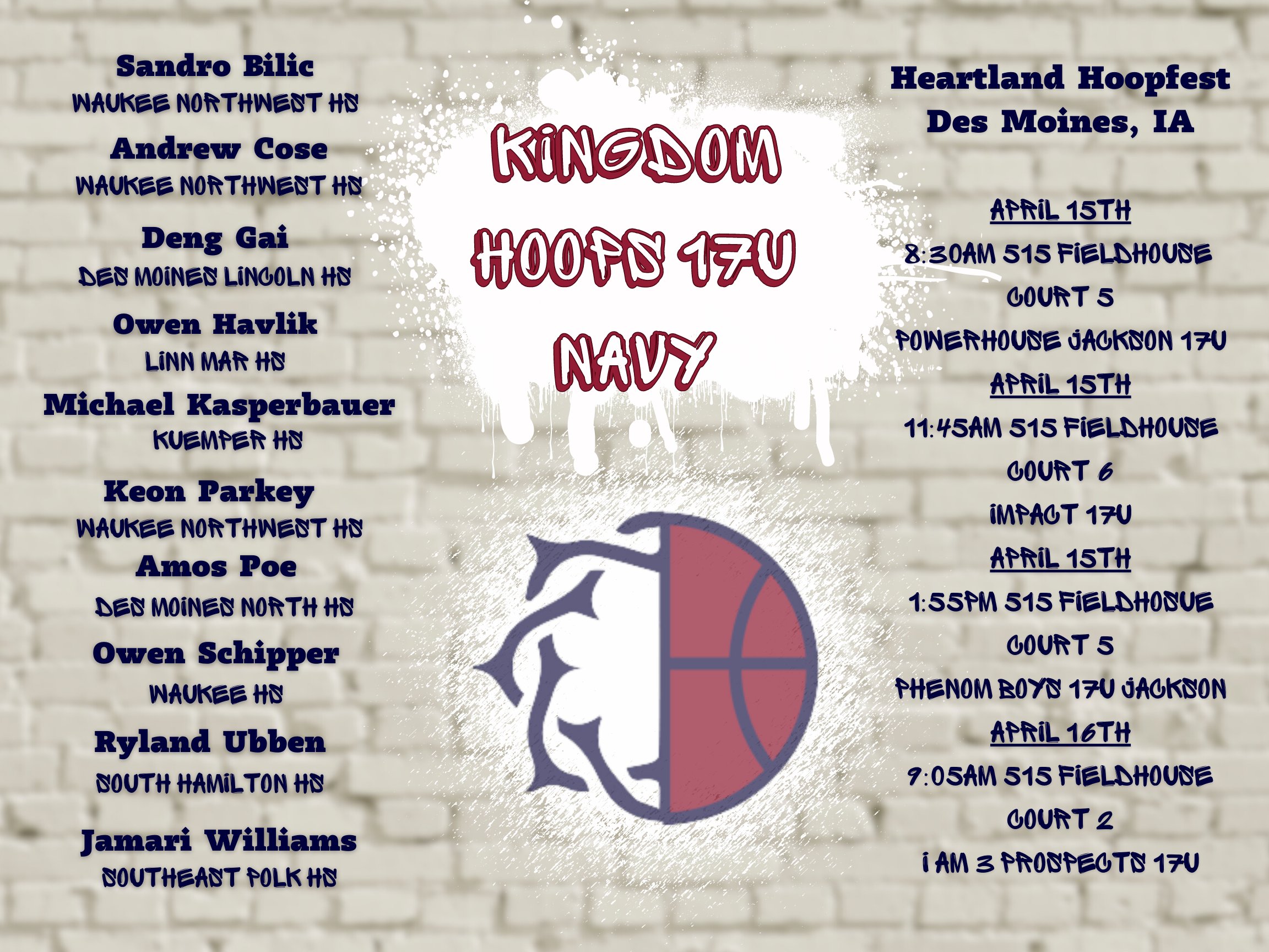 𝙆𝙞𝙣𝙜𝙙𝙤𝙢 𝙃𝙤𝙤𝙥𝙨 on Twitter "College Coaches here is our 17U, 16U, & 15U
