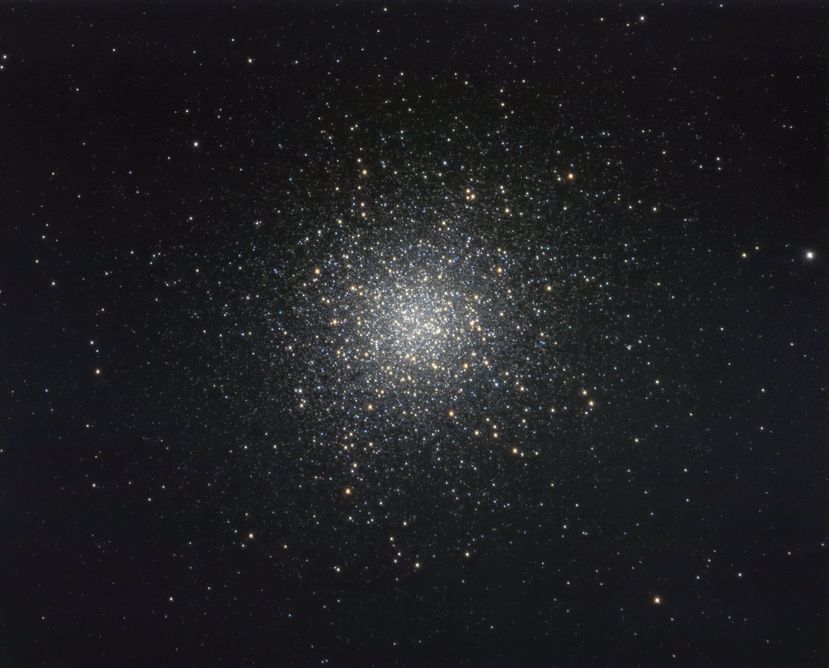 Took this picture of the Great Globular Cluster in Hercules (aka M13) five years ago.   Best "seeing" I've ever experienced here in NJ.   Telescope:  10" RC.  Camera: Trius SX-694.   Total exposure time:  26 minutes (in 20 sec increments).  #astrophotography #astronomy #messier