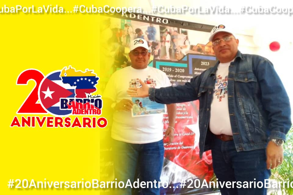 #20AniversarioBarrioAdentro 
#60AñosSalvandoVidas #CubaCoopera  #CubaPorLaVida  
<a href="/cubacooperaven/">Brigada Médica Cubana en Venezuela</a> 
 <a href="/CubaMir_Ven/">Brigada Médica Cubana Estado Miranda</a>
<a href="/PaloVerdeCDI/">CDI Joaquin Blanco (Miranda)</a>
<a href="/DoloritaCdi/">CDI La Dolorita</a>