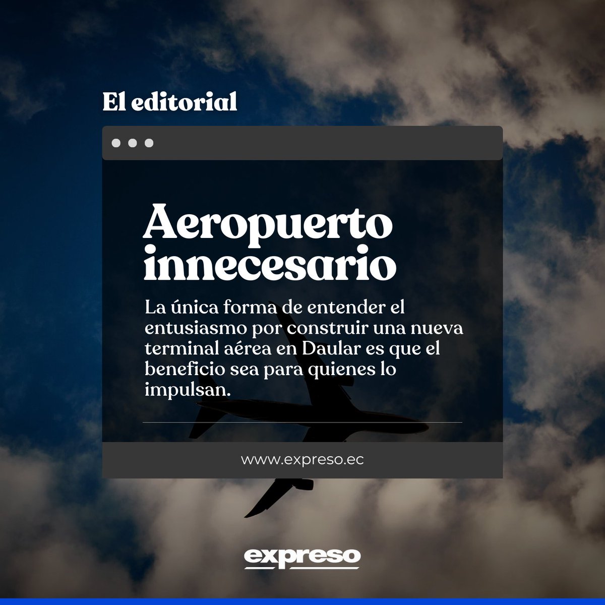 Expresoec's tweet image. #OPINIÓN: "El plan de construir un nuevo aeropuerto de Guayaquil en Daular es innecesario. Para empezar, la actual terminal aérea de la ciudad cubre la demanda de pasajeros". bit.ly/3L3YxXp