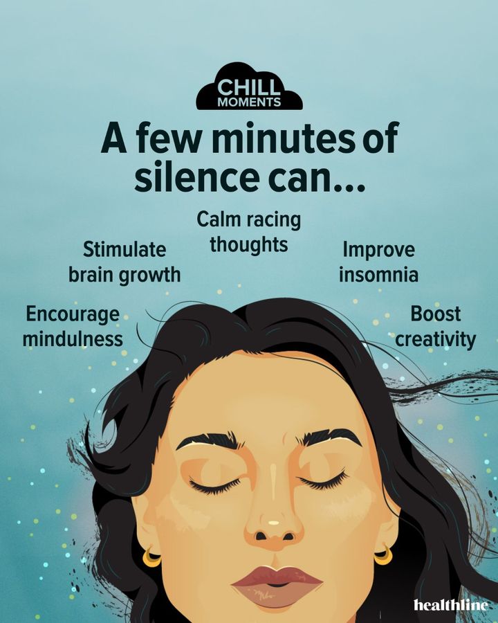 Healthline's tweet photo. Shhh… do you hear that? It’s silence. 🤫 If you have a few minutes to try a moment of silent mindfulness, remove your earbuds, turn off your background noise, and enjoy a sense of ease and peace that silence can offer you.  https://t.co/Eym5x9KL6l https://t.co/B0nJe9AW2F