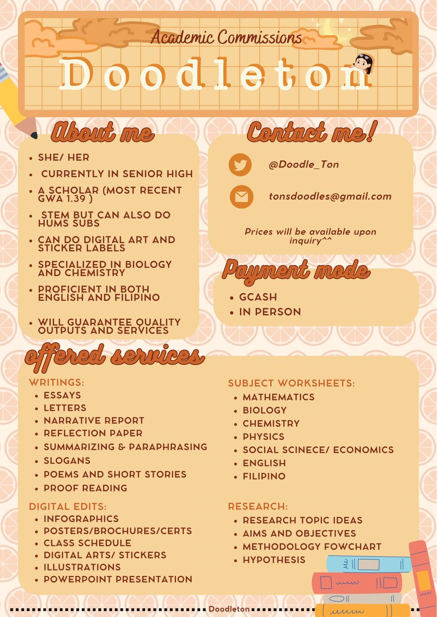 Doodle_Ton's tweet photo. ✨NOW OFFERING ACADEMIC COMMISSIONS✨

🌻 PH &amp; International
🌻 GCASH &amp; In -person payemnt
🌻 Perfect for alleviating piled up work

Kindly refer to the details below!💛
-DM for inquiries- https://t.co/AkLqs2Q5Jm