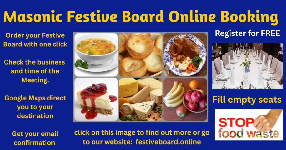 If your numbers are declining at the Festive Board then look at something new. This system is designed by a Freemason of over 20 years. It is simple, it works, it is totally confidential and it is FREE to Masonic Lodges and Caterers. #Freemasons