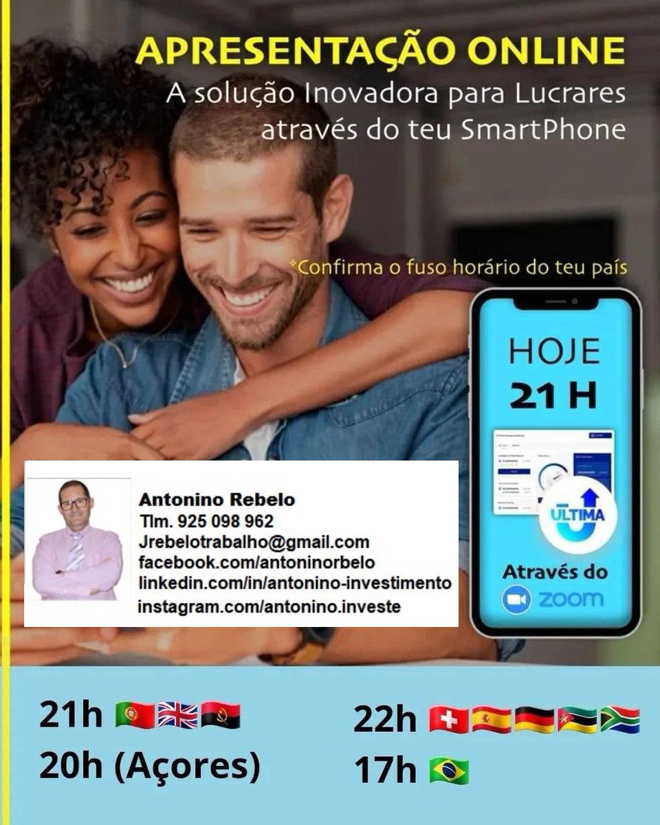 Ola, como estás?
Sei que ainda não me conheces, Já falamos, já algum tempo por telemóvel ou WhatsApp, se gostas de gerar lucros e mais bons rendimentos, agradeço envie por MGS ou WhatsApp para o nº 925 098 962 para enviar o link que dá acesso a entrada da apresentação.