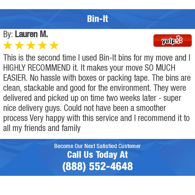 5 Star: Lauren M. "This is the second time I used Bin-It bins for my move and I HIGHLY..." yelp.com/biz/bin-it-new…
