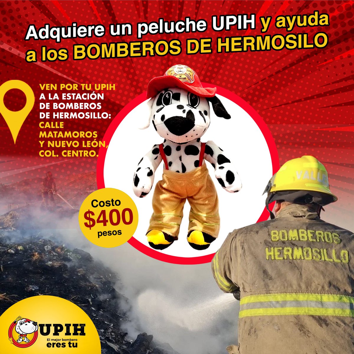 Los peluches 🐶 UPIH son una ayuda para recaudar ingresos para el Departamento de Bomberos de Hermosillo.

Esperamos contar con su apoyo y lo agradecemos de antemano🙏🏻

<a href="/BomberosHermos1/">BomberosHermosillo</a>