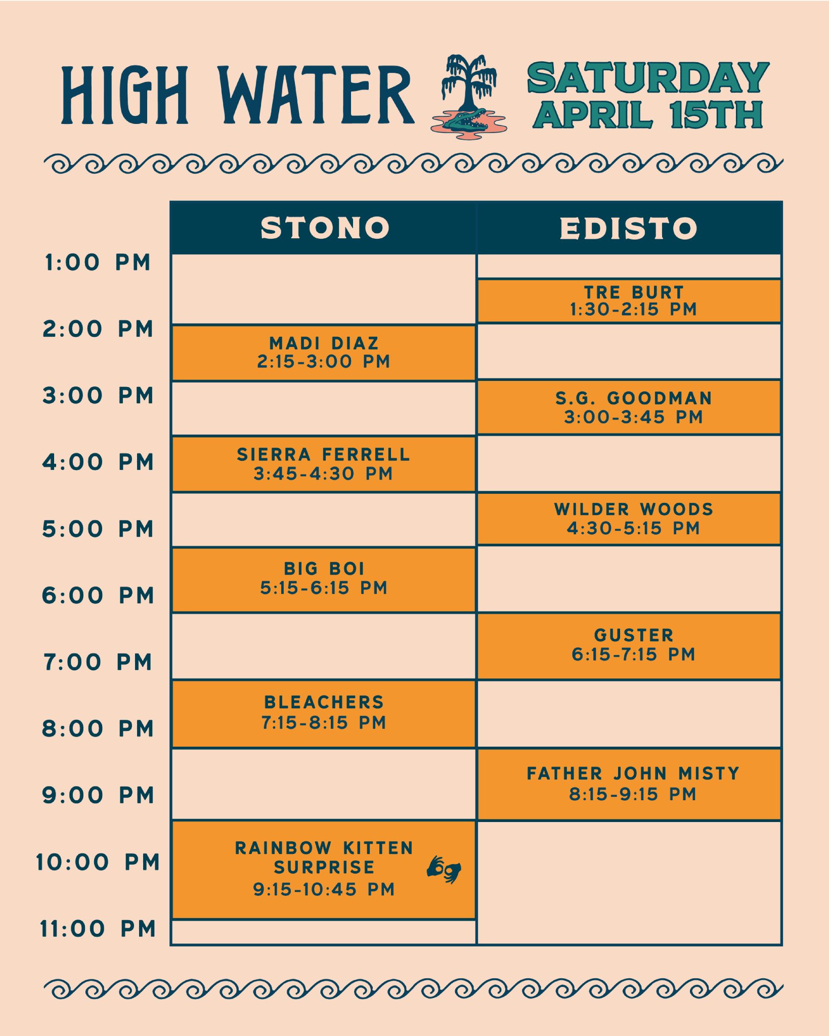 High Water Festival on Twitter "Here is your Saturday Schedule! Who