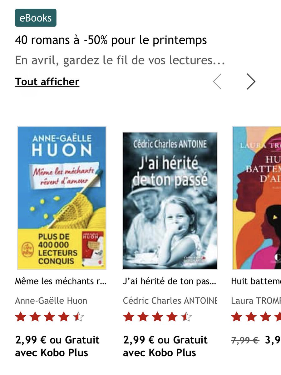 Ravi de figurer aux côtés de super autrices comme <a href="/MarjouLev/">Marjorie Levasseur - Auteure🖊️📚</a>, <a href="/lynseecf98/">Céline Fuentes</a> et <a href="/lilyBFrancis/">🦋🌸 Lily B. Francis 🌸🦋</a> pour la grande promo de printemps Kobo ! 

Retrouvez une large sélection d’ebooks à -50% : kobo.com/fr/fr/list/40-…