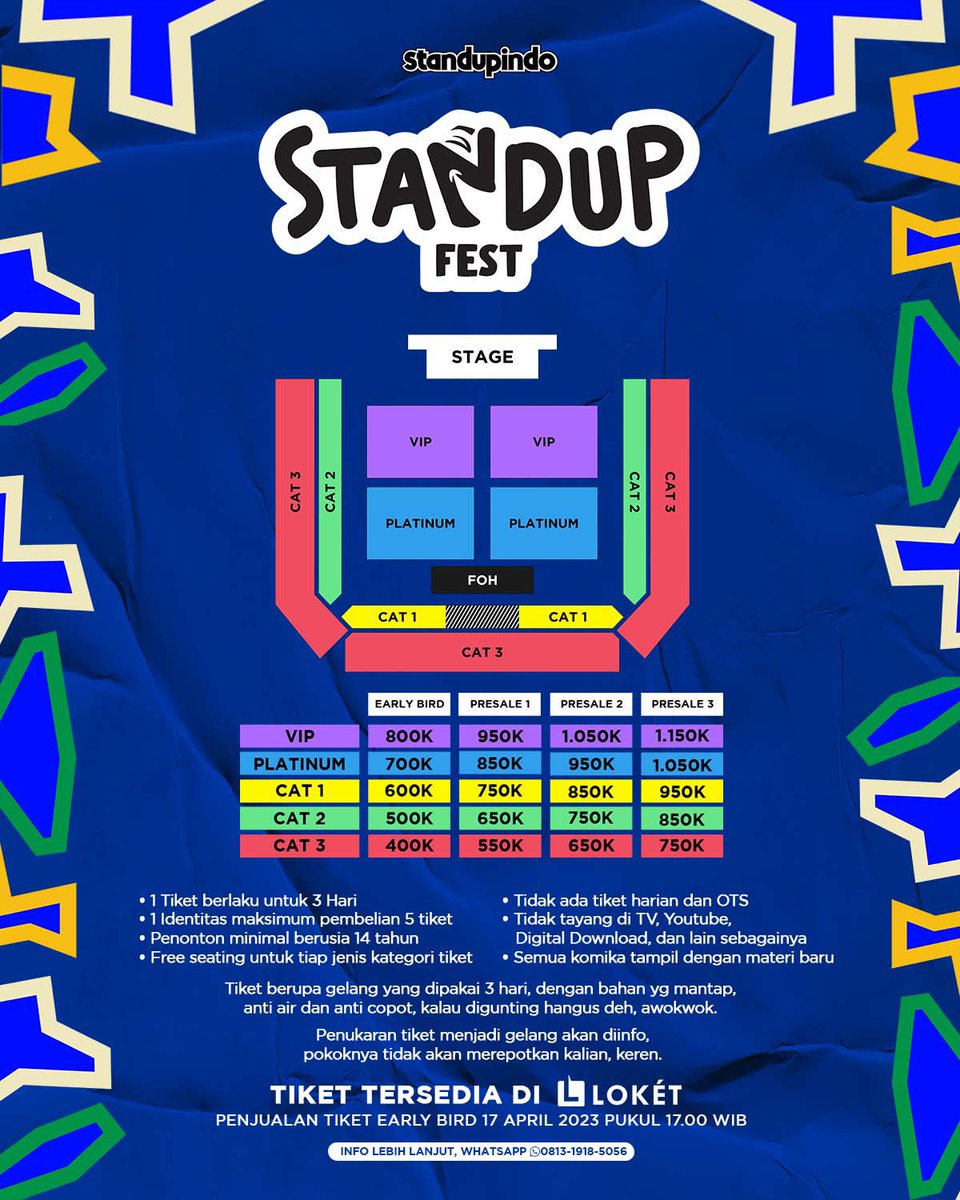 Kak, tiket kak.
Sekalian ada tambahan line up nih🥰

#StandupFest2023