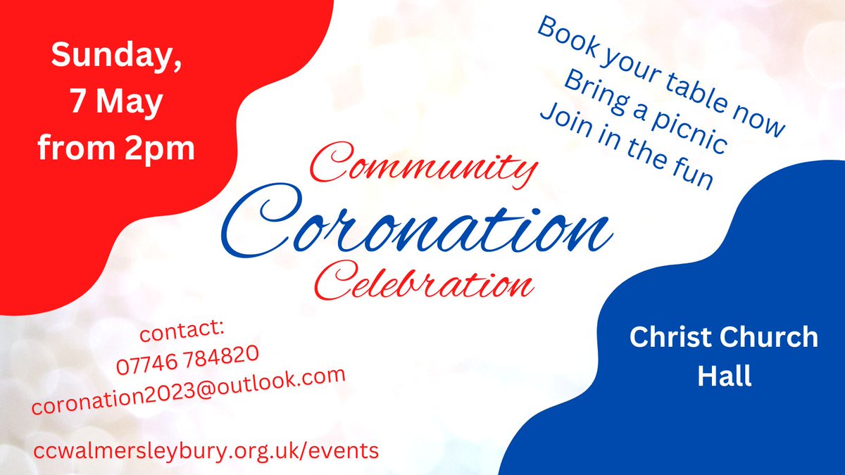 Come and join the fun - more information at ccwalmersleybury.org.uk/news/events/
#coronation #CoronationBigLunch
Please share