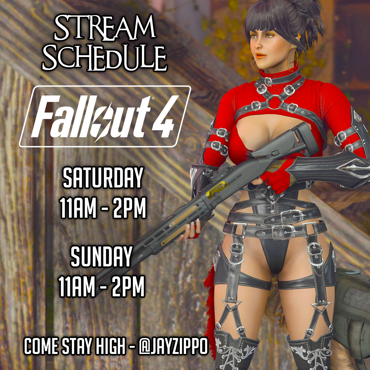 Beruud's tweet photo. We are going to, ahem, RIM, Far Harbor this weekend of Fallout 4 exploration. Two new outfits, they are a bit risque but oh well. But come by and stay hi! Starting at 11AM!
https://t.co/fTGRbtwsNP
#fallout4 #gamingcommunity #streamer #fallout4modding #streaming https://t.co/oejX9dcxi3