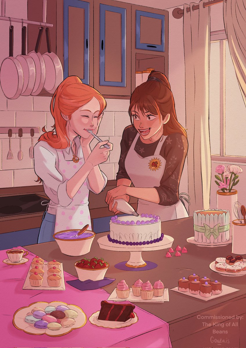 Thank you @gonzais_ for this absolutely spectacular artwork of Hana Lee and Quinn Kelly from @PlayChoices baking up some goodies! Seems too good to eat...oh wait seems Quinn thought other wise. 

#Choicesgame #HanaLee #QuinnKelly #Desserts  #RoyalRomance #TheEndlessSummer