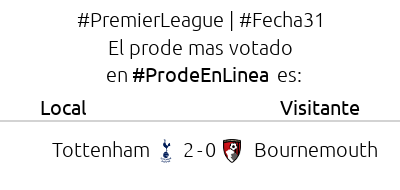 ProdeEnLinea's tweet photo. #PremierLeague | #Fecha31 | Arrancó el partido | #Tottenham | #Bournemouth | Seguí el Fútbol en #ProdeEnLinea!! https://t.co/xqOPSjBOIi