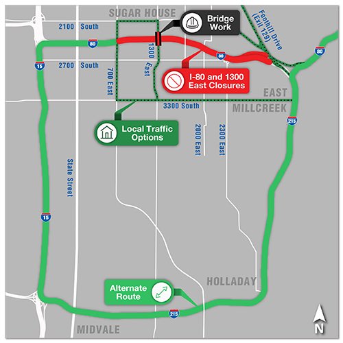 Good morning, Salt Lakers. Just a quick reminder about the temporary closure of I-80 and 1300 E for a bridge replacement. If you’re heading to Sugarhouse Park to help fill sandbags today, you’ll want to use 700 E as a detour.