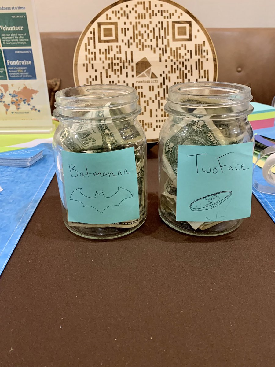 It’s Superhero Saturday at the <a href="/RandomActsOrg/">Random Acts</a> table! Want to participate from home? Reply with your kindness hero, or donate online and quote tweet with your vote for Batman or Two-Face 💙
Donate here: randomacts.org/donate/
