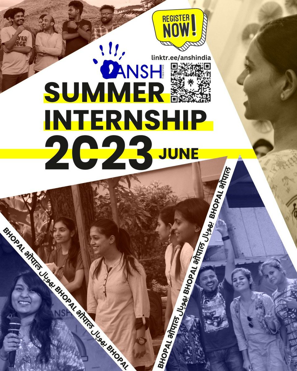 Applications for ANSH Summer Internship are now OPEN!📢 📌 To register click on - linktr.ee/anshindia 🗓️ Last date of registration - 25 April Duration - 1 to 30 June 2023 Eligibility - Age up to 29 years Location - Bhopal and travel outside Bhopal #HappinessANSH ❤️🍀🦄