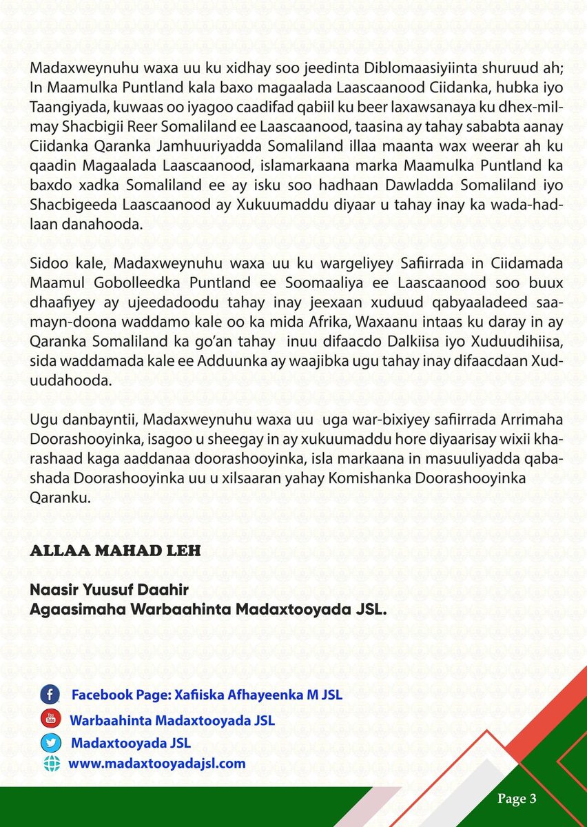 SLNTV's tweet photo. War-saxaafadeed. 

Madaxweynaha Jamhuuriyadda Somaliland oo habka maqalka iyo muuqaalka ah la yeeshay Safiiro, Safiir ku Xxgeeno iyo diblumaasiyiin kala duwan. https://t.co/FcTjYA1Xq3