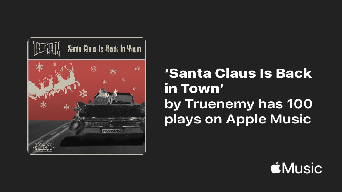 Just passed a new Milestone on <a href="/AppleMusic/">Apple Music</a>. Thanks for listening!
music.lnk.to/YGDEJc 🎅🏻🤘🏻

#TruEnemy #SantaClausIsBackInTown #Elvis