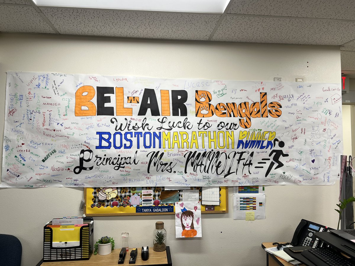 I can’t help but wonder how many other runners get a send-off like this. Feeling all the love today. #BelAirBengals #DreamBigWorkHard #Boston127