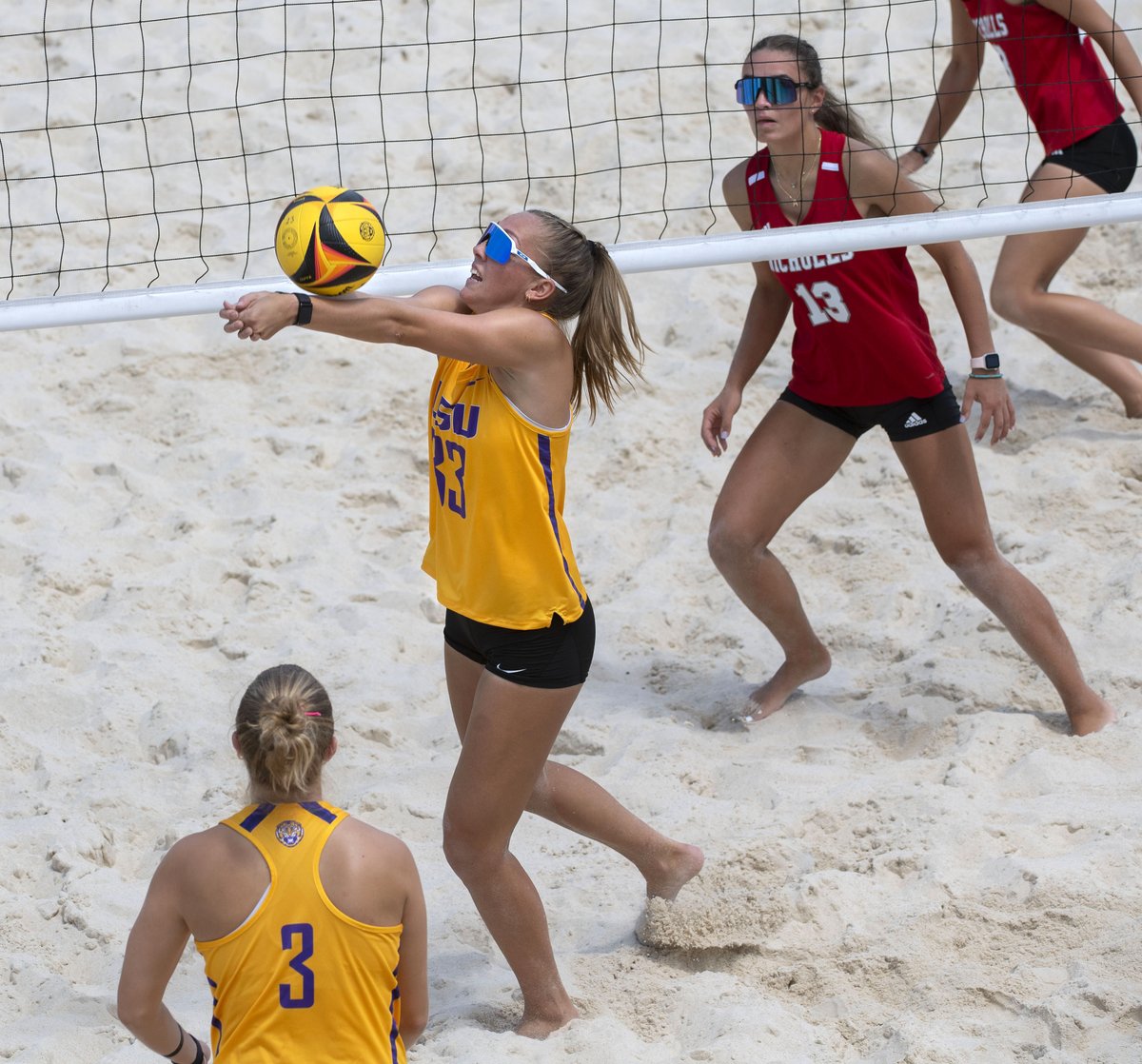 Advocate photos: LSU tops Nicholls on Day 1 of Battle on the Bayou beach volleyball tourney, Friday, April 14, 2023.<a href="/LSUnow/">LSU Sports from The Advocate</a> <a href="/LSUBeachVB/">LSU Beach Volleyball</a>  <a href="/LSU/">LSU</a> <a href="/LSUsports1/">LSU Sports</a> <a href="/theadvocatebr/">The Advocate</a> <a href="/LSU/">LSU</a> theadvocate.com/baton_rouge/mu…
