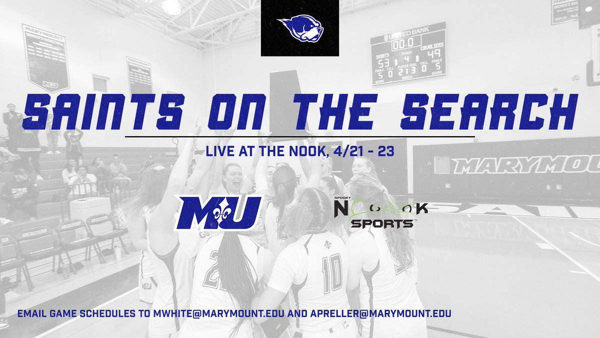 Marymount_WBB's tweet photo. Calling all future Saints! In less than one week we will be at Spooky Nook! Send our Coaches your game and court schedules via email if you plan to play at Live at the Nook on April 21st through the 23rd. We are excited to find our next class of Saints! 🏀⚜️💪🏼💙 https://t.co/TcuDvSFCSp