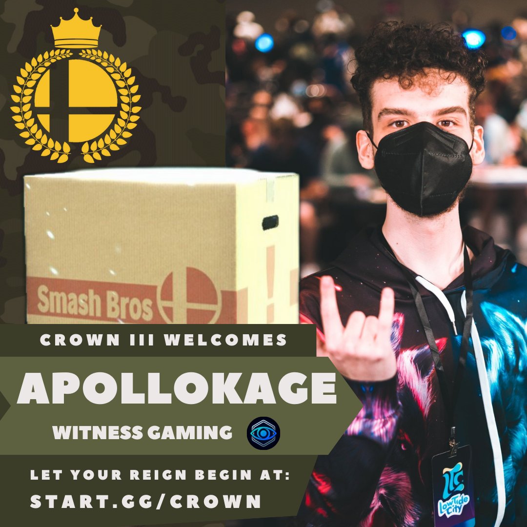 CometoCrown's tweet photo. STL's golden boy and up-tilt enjoyer @ApolloKage is competing for the Crown June 3-4!

See AK and all your favorite players fight for the throne when you sign up for Crown 3 at https://t.co/hYQit6S7lm! https://t.co/bdbbC88UKT