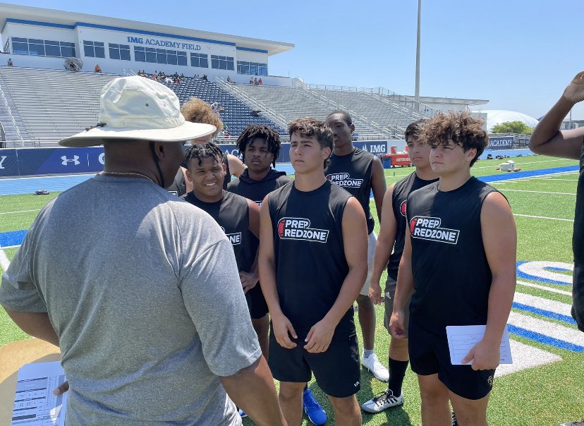 EthanBall25's tweet photo. Had a great time today learning and competing with #prepredzonefl at IMG. Thank you to all the coaches that made me a better player! Also got to meet the @larryblustein! @PrepRedzoneFL @PrepRedzone @StEdsAthletics @Coach__Scho @j_antosh @CoachJayUConn @FlaHSFootball @CoachPerrone https://t.co/ypJGzbKyhR