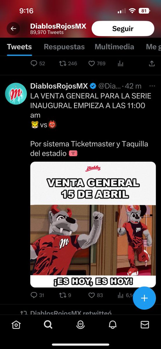 <a href="/DiablosRojosMX/">DiablosRojosMX</a> #PerdióLaAfición
Sé que es complicado ganarle a un orangután y #Empresaurio vulgar como lo es <a href="/alfredoharphelu/">Alfredo Harp Helú</a>, ¿qué se puede hacer <a href="/Profeco/">Profeco</a> <a href="/SheffieldGto/">Ricardo Sheffield</a>?, cambiaron la hora de la venta de los boletos.
Sigue la #Corrupción con <a href="/Ticketmaster_Me/">Ticketmaster México</a> <a href="/lopezobrador_/">Andrés Manuel</a> <a href="/julioastillero/">Julio Astillero</a>