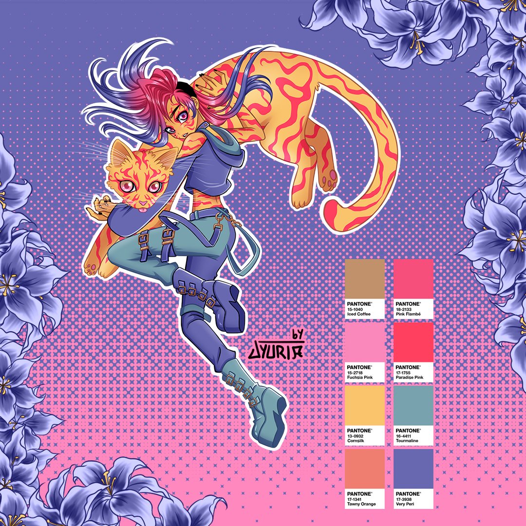 JyuriArt's tweet photo. Very late but #VeryPeri!! 🔷💜
From my #Pantone series, each year I make one, this time for the #ColorOfTheYear2022, although I always post it on the next year lol
A #selfportrait with my beloved cat Narancia as the beautiful little tiger she was 🐱💗 https://t.co/0wgeCoagrZ