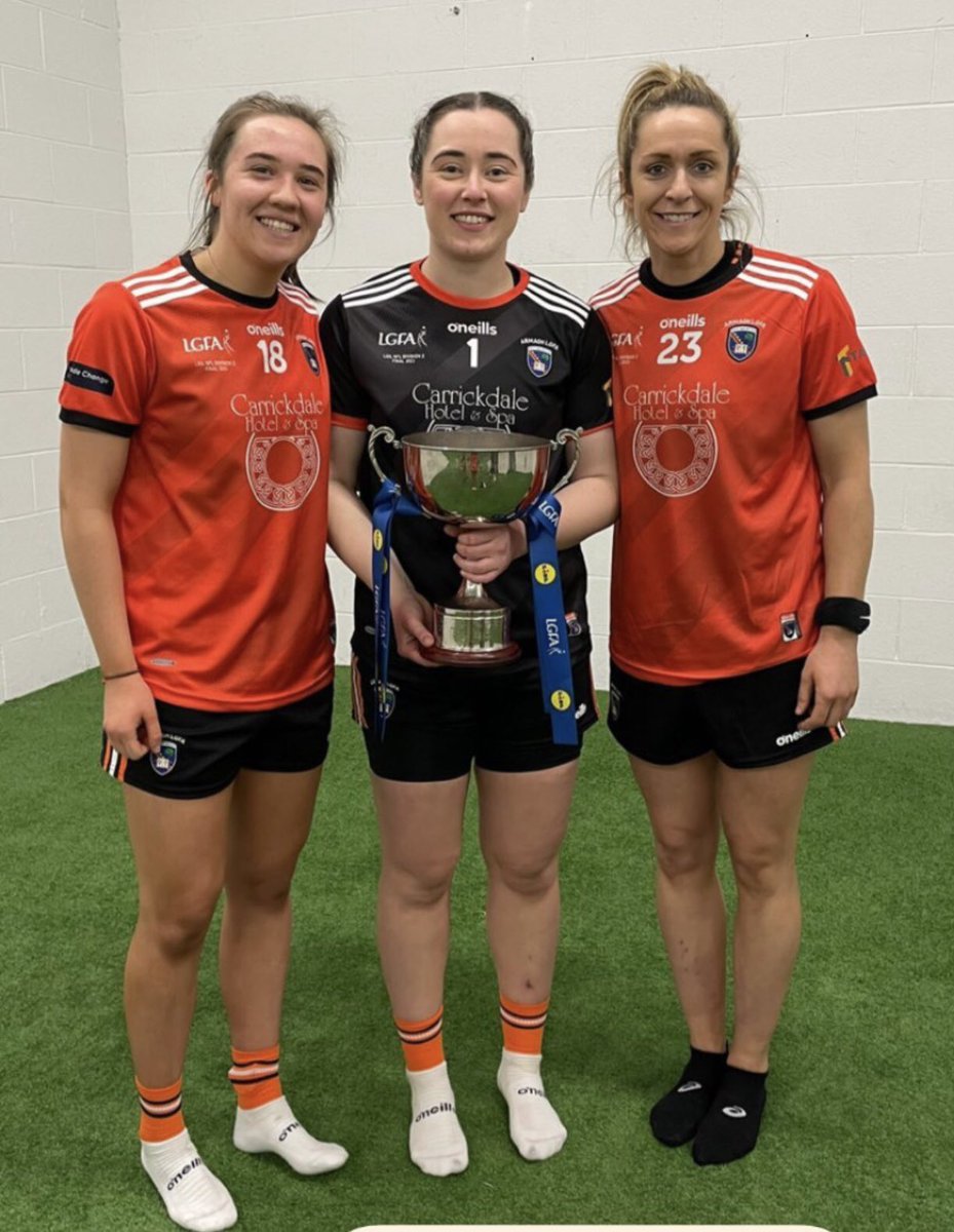 Comghairdheas Caitriona, Anna, Caroline and <a href="/ArmaghLGFA/">ArmaghLGFA</a> on their National League Division 2 success today in Croke Park. 🟠⚪️