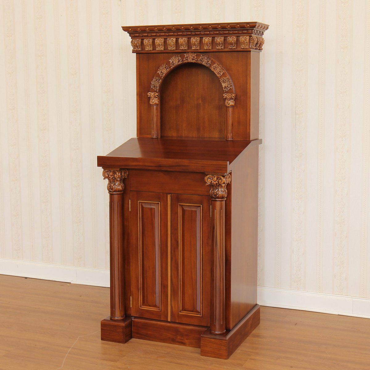 MahoganyMills's tweet photo. Introducing the RF 010 Small Podium NC with Gold Finish 🌟 Enhance your synagogue with this customizable, handcrafted mahogany piece, perfect for Jewish worship! 
Get a quote today:  Call 1-240-247-2689 #SynagogueFurniture #JewishWorship #CustomFurniture #MahoganyMillworks https://t.co/Hm3H1RVQk2
