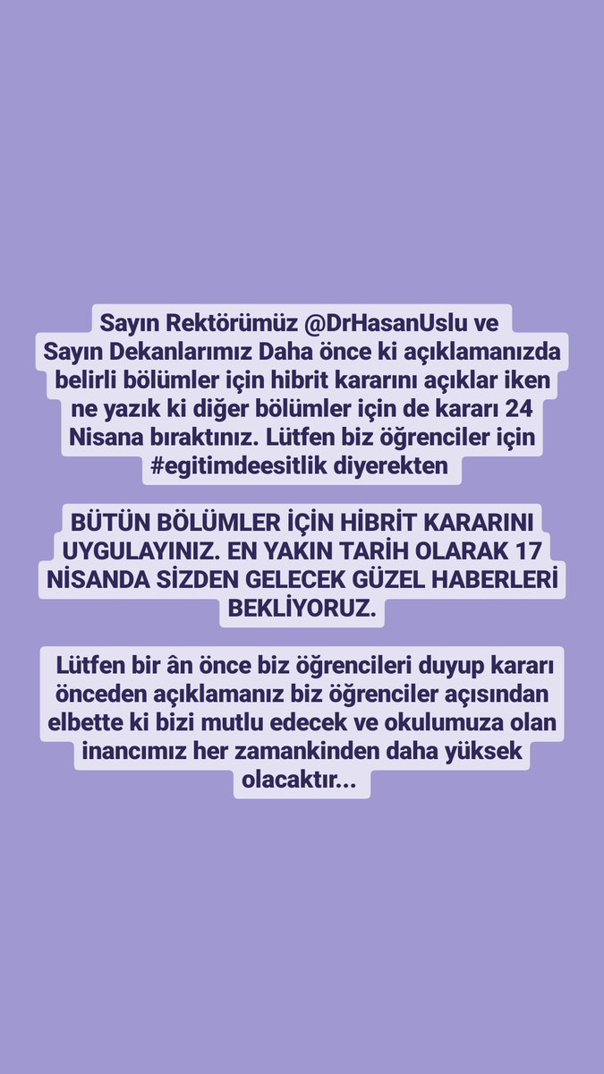 #egitimdeesitlik #yökegitimekulakver 
#nigdeicinhibrit 
#ohuhibritistiyor <a href="/DrHasanUslu/">Hasan USLU 🇹🇷🥇</a>
#ohutumbolumlericinhibrit