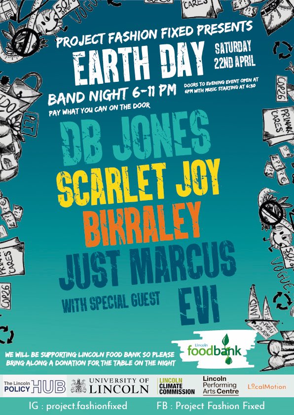 Looking forward to performing at this awesome Project Fashion Fixed band night next Saturday April 22nd for #earthday2023 🖤
It's 'pay what you can on the door' Be great to see you there.. 🤘🏻🖤 #Lincolnmusic #lincsconnect #lincolnshiremusic